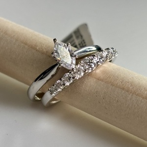 Marquis Dia Ring W/ Band, White Gold 