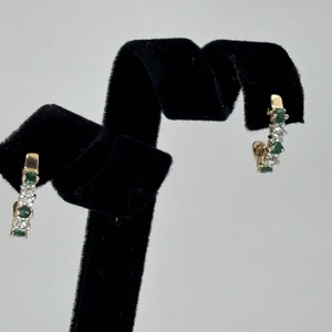 Emerald Yellow Gold Half Hoops With Diamond Accents 14 kt yellow gold 