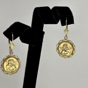 Cherub Dangle Earrings 14 k yellow gold 