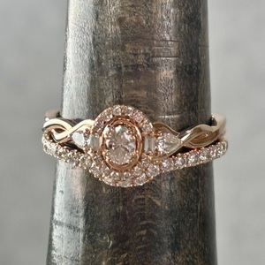  14kt rose gold womens wedding set size 9