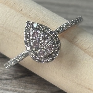  10k white gold tear drop diamond ring