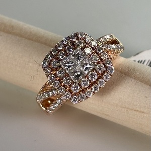  14 k rose gold ring square 