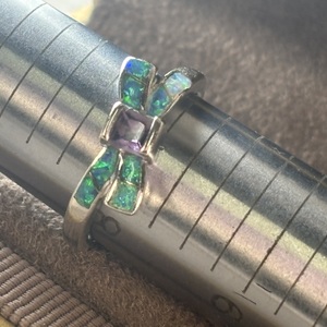  silver faux opal in bow pattern 