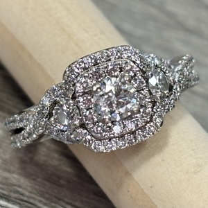  14k White Gold Diamond Engagement ring . 
