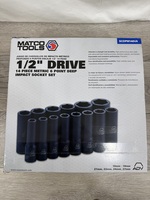Matco SCDPM146VA 1/2" Drive, 14 Piece Metric 6 Point Deep Impact Socket Set